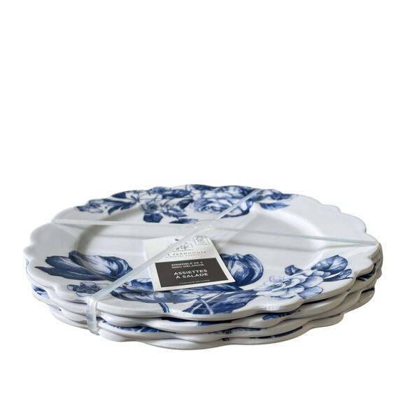 Rachel Ashwell Farmhouse Blue Floral Melamine Salad Plates 9in Set of 4 NEW - Picture 9 of 15